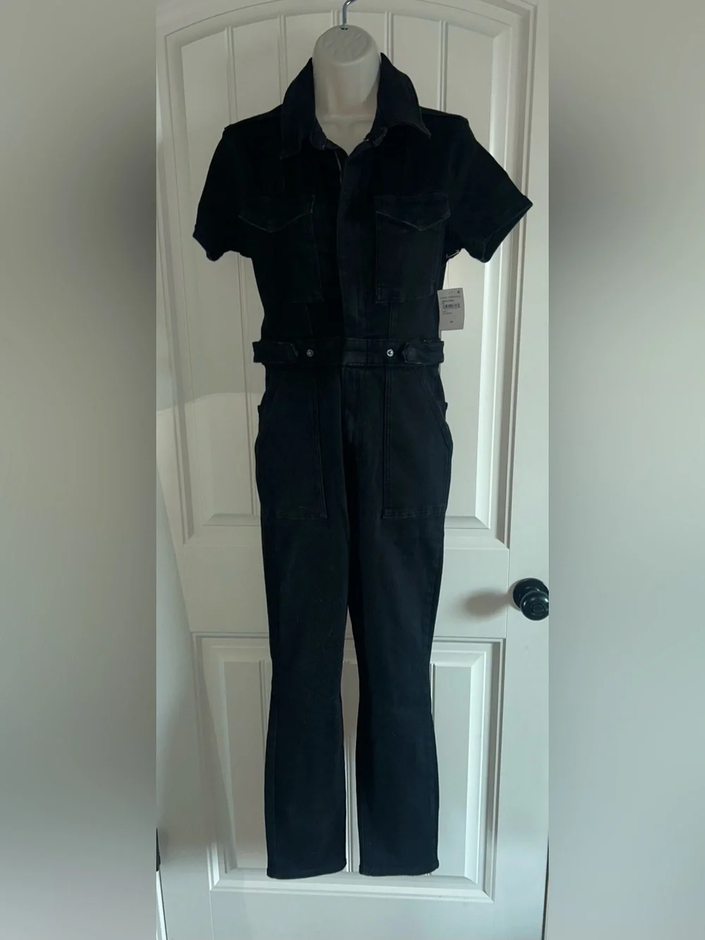 Good American Black Denim Jumpsuit